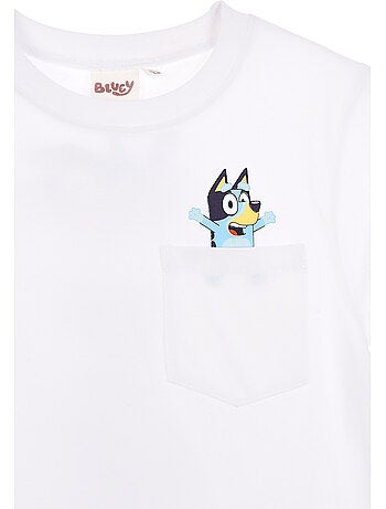 T-shirt bluey branco menino | licença oficial