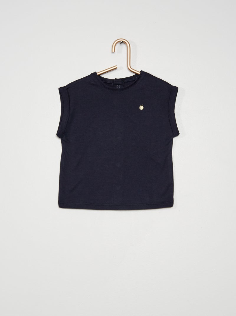 T-shirt bordada AZUL - Kiabi