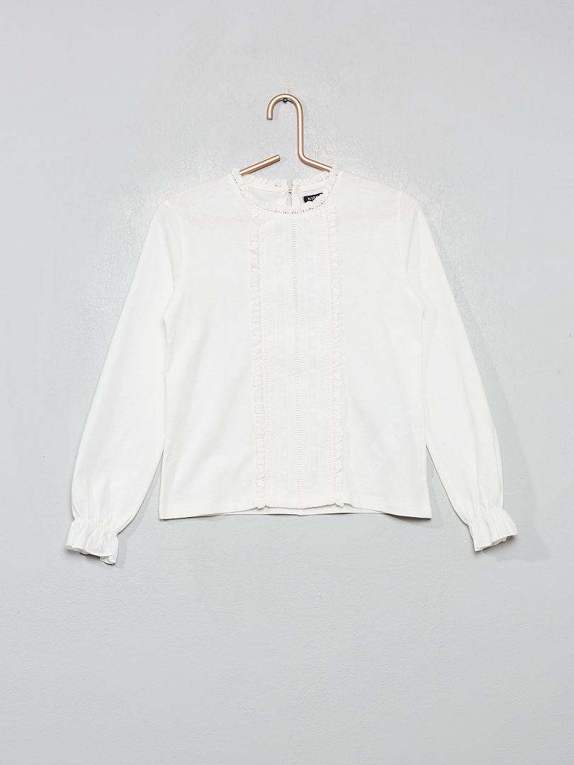 T-shirt bordada Branco - Kiabi
