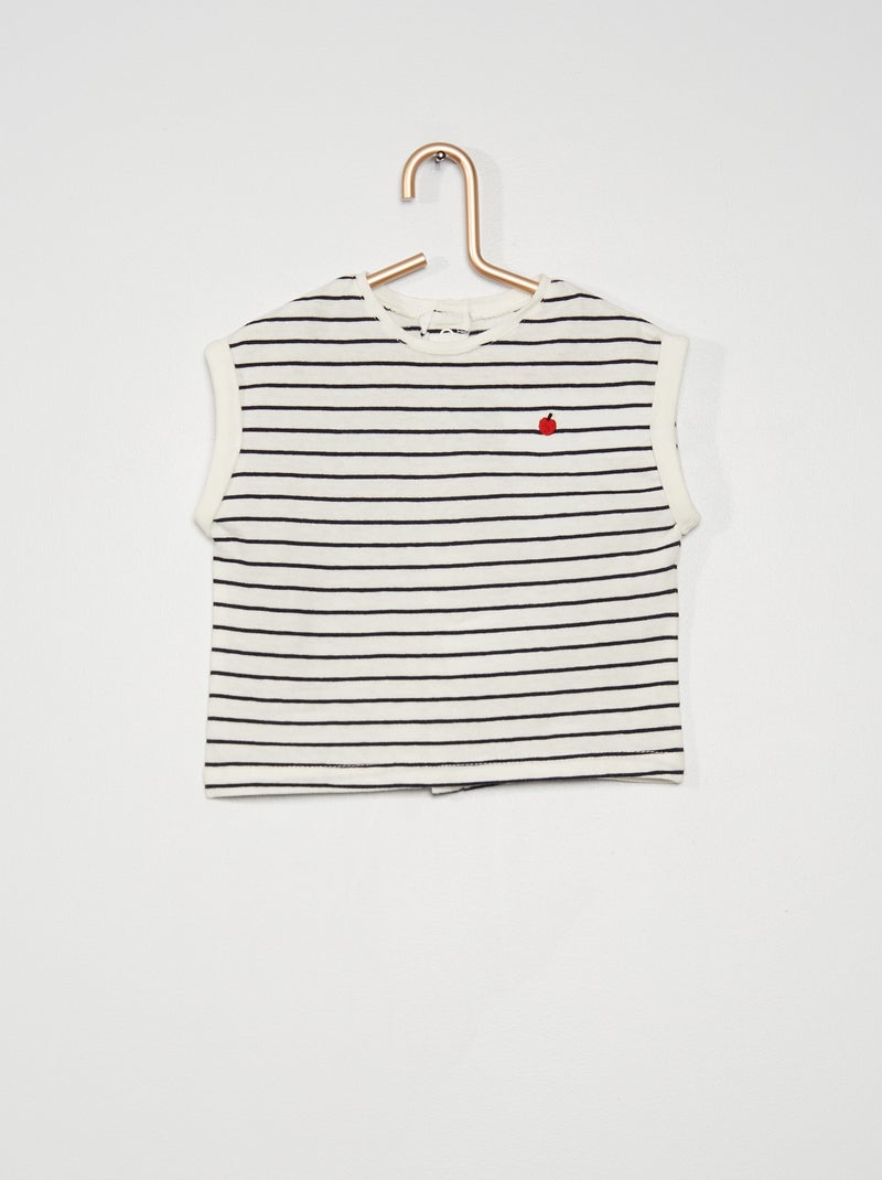 T-shirt bordada BRANCO - Kiabi