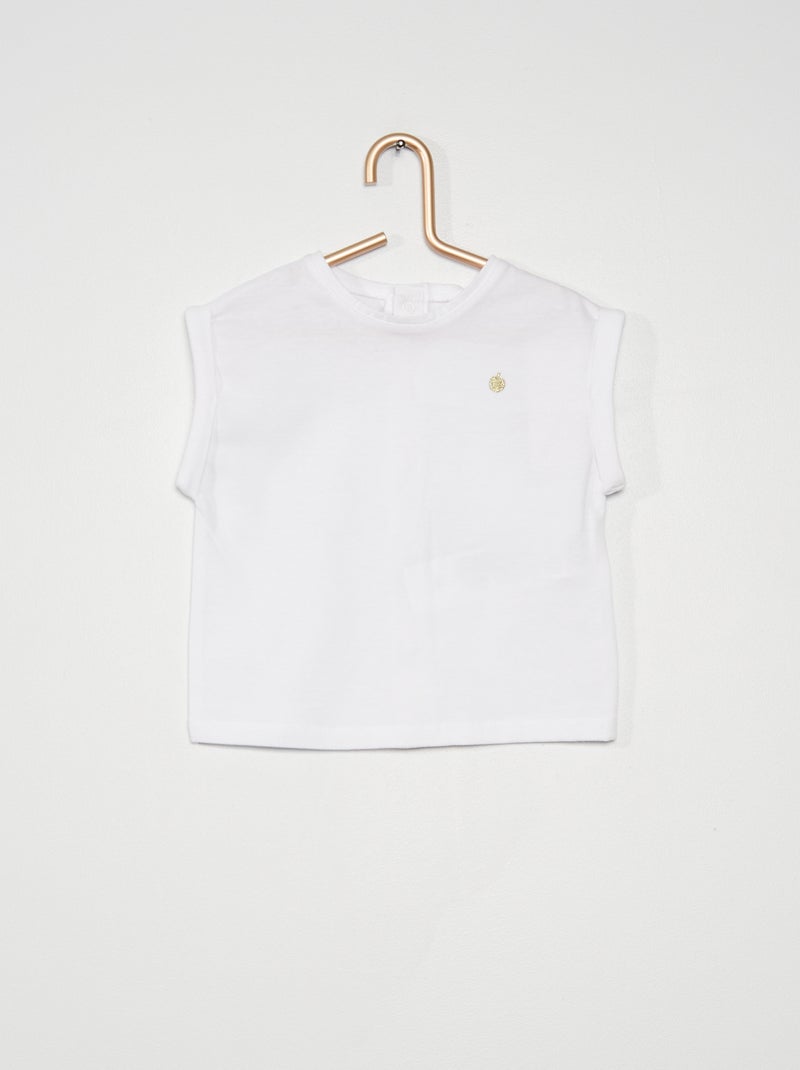 T-shirt bordada BRANCO - Kiabi