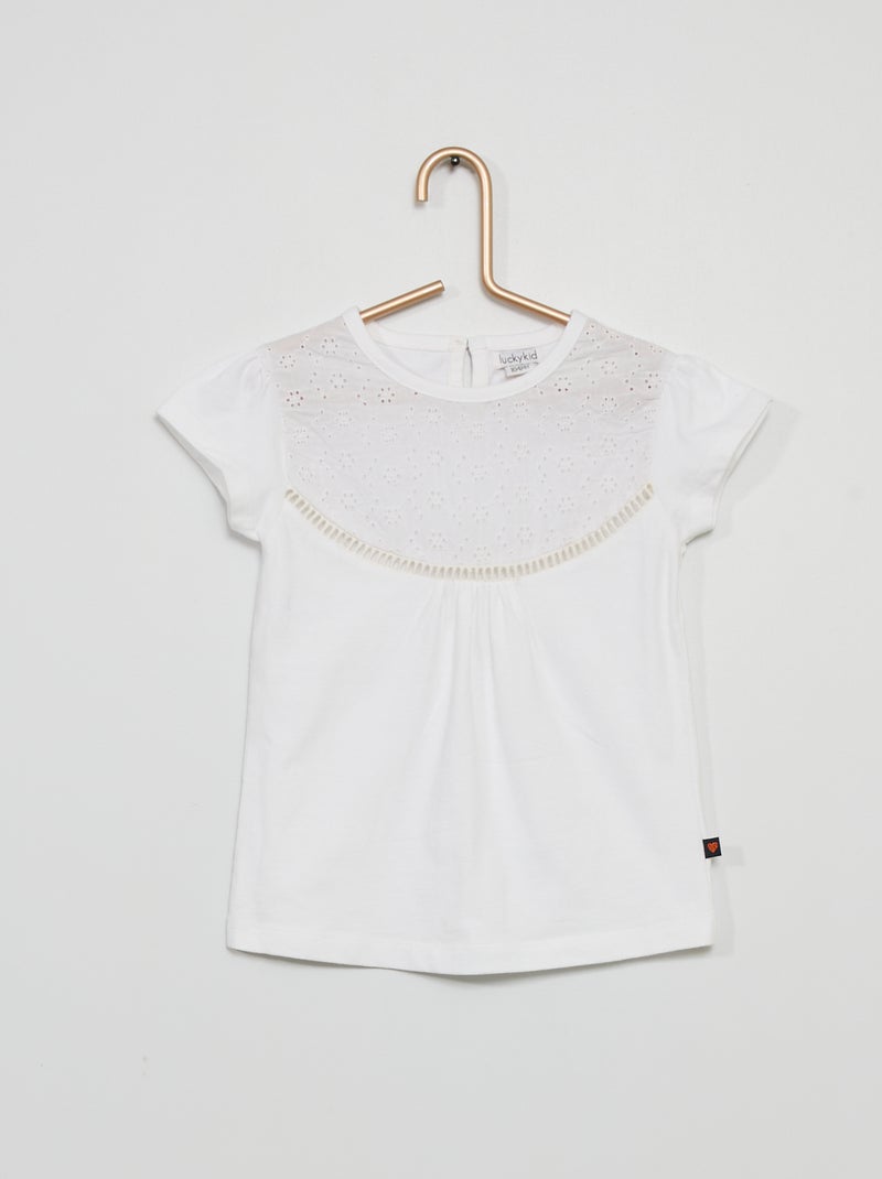 T-shirt bordada Branco - Kiabi