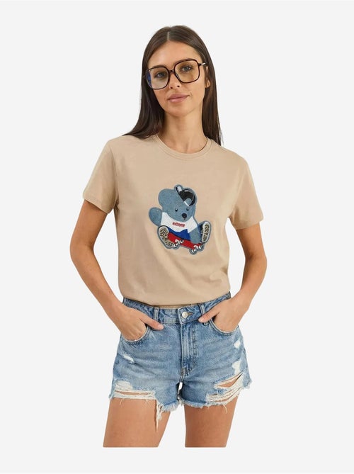 T-shirt bordada de gola redonda lucci - Kiabi