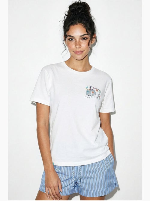 T-shirt bordada de gola redonda lucci - Kiabi T-shirt bordada de gola redonda lucci - Kiabi