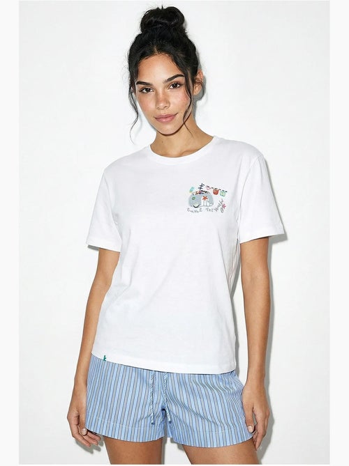 T-shirt bordada de gola redonda lucci - Kiabi T-shirt bordada de gola redonda lucci - Kiabi