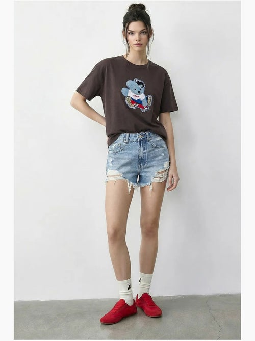 T-shirt bordada de gola redonda lucci - Kiabi T-shirt bordada de gola redonda lucci - Kiabi