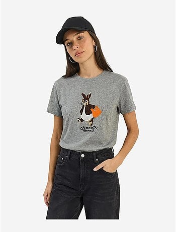 T-shirt bordada de gola redonda lucci