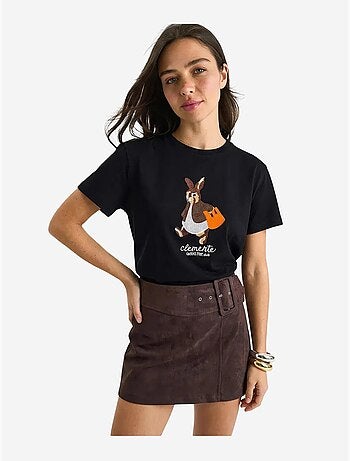 T-shirt bordada de gola redonda lucci
