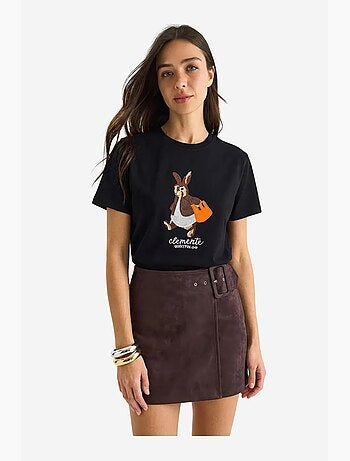 T-shirt bordada de gola redonda lucci