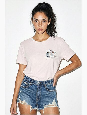 T-shirt bordada de gola redonda lucci