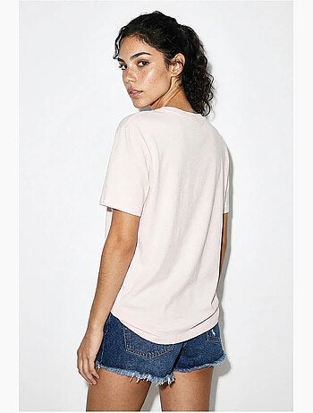 T-shirt bordada de gola redonda lucci