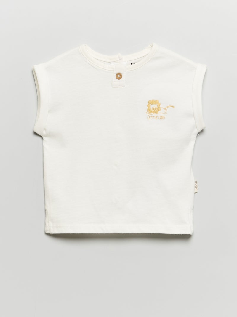 T-shirt bordada 'little lion' BRANCO - Kiabi
