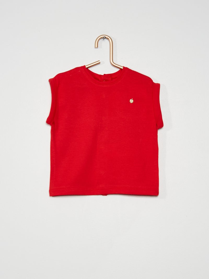 T-shirt bordada VERMELHO - Kiabi