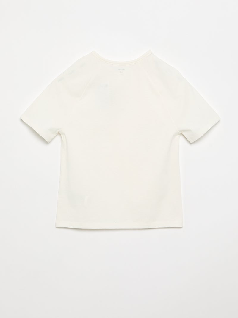 T-shirt bordado de manga curta Branco - Kiabi