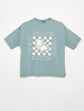 T-shirt bordado e estampado de manga curta