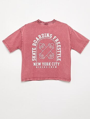 T-shirt bordado e estampado de manga curta