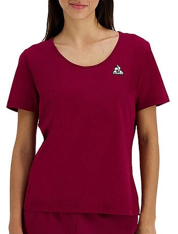 T-Shirt Bordeaux Le Coq Sportif Heritage para Mulher