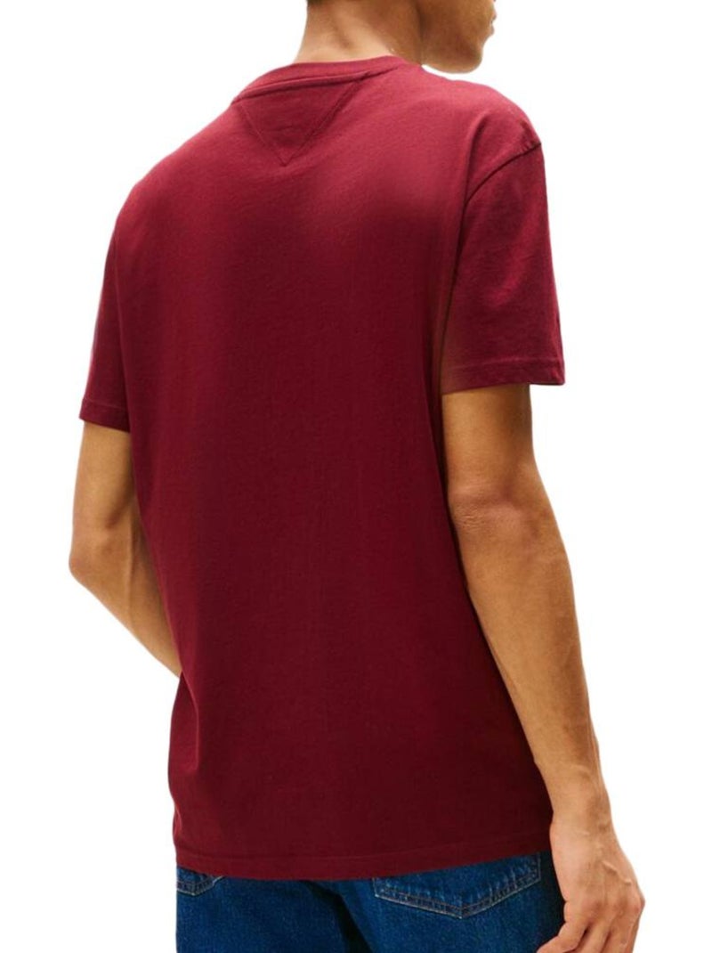 T-Shirt Bordeaux Regular Fit Homem Tommy Hilfiger Bordô - Kiabi