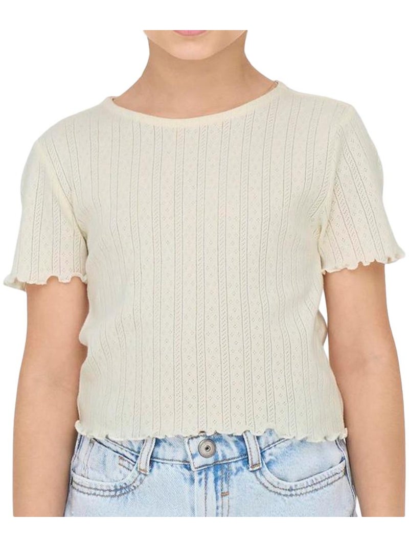 T-Shirt Branca para Menina Kids ONLY Kogcarlotta Branco - Kiabi