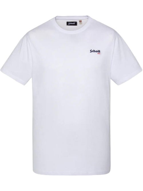 T-Shirt Branco Bordado Schott para Homem - Kiabi