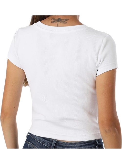 T-Shirt Branco Calvin Klein Jeans com Etiqueta Ri-cloud para Mulher - Kiabi T-Shirt Branco Calvin Klein Jeans com Etiqueta Ri-cloud para Mulher - Kiabi