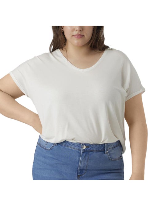 T-shirt Branco Curvy Feminino Vero Moda Aya - Kiabi T-shirt Branco Curvy Feminino Vero Moda Aya - Kiabi