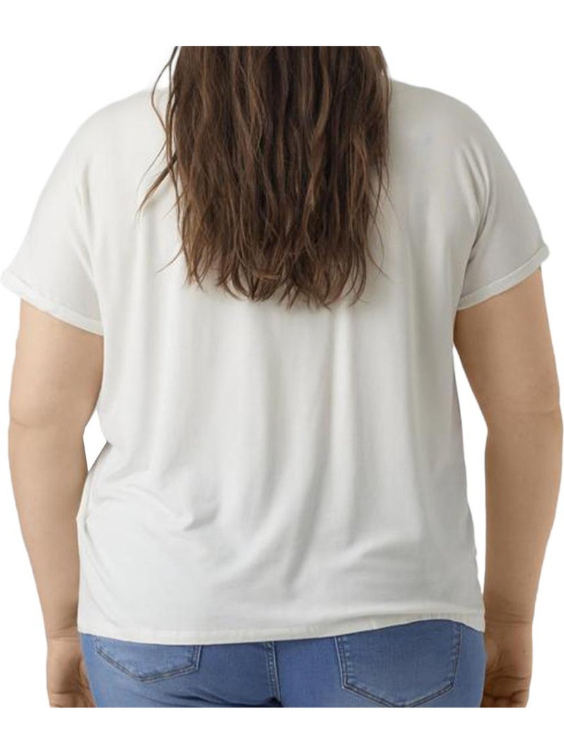 T-shirt Branco Curvy Feminino Vero Moda Aya Branco - Kiabi
