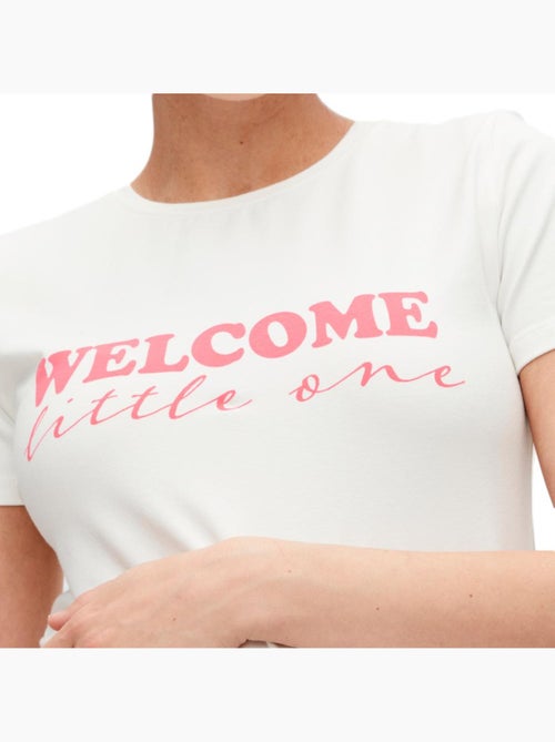 T-shirt Branco de Mulher Mamalicious Welcome - Kiabi T-shirt Branco de Mulher Mamalicious Welcome - Kiabi