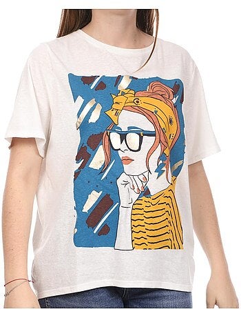 T-shirt Branco de Mulher Teddy Smith Face