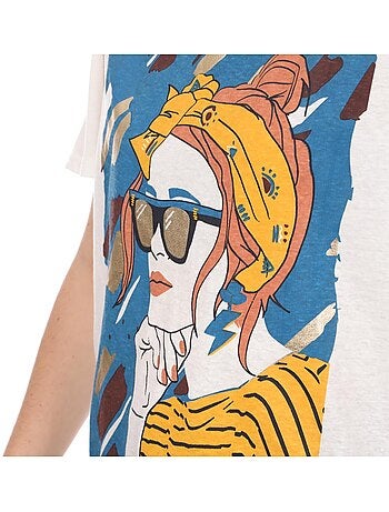 T-shirt Branco de Mulher Teddy Smith Face