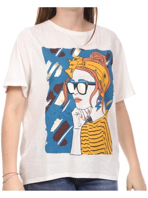 T-shirt Branco de Mulher Teddy Smith Face - Kiabi T-shirt Branco de Mulher Teddy Smith Face - Kiabi