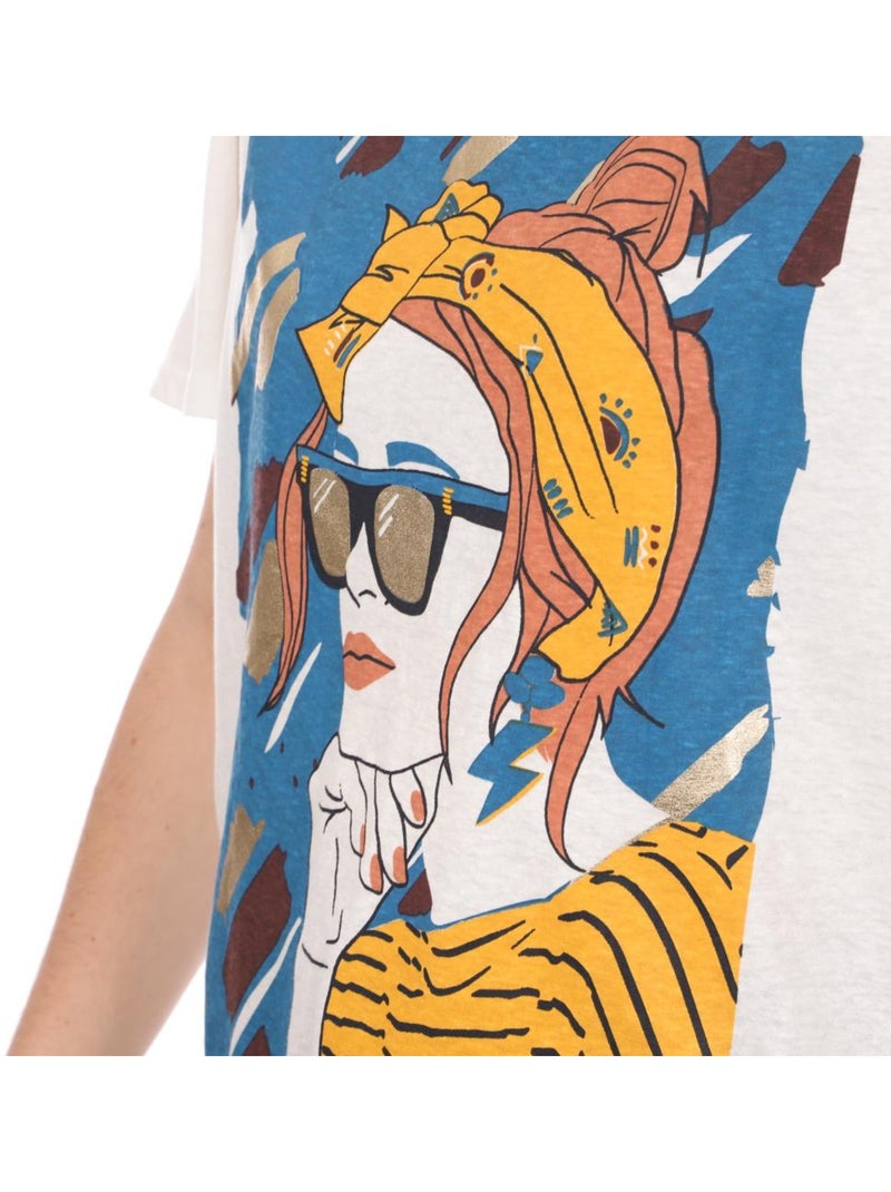 T-shirt Branco de Mulher Teddy Smith Face Branco - Kiabi