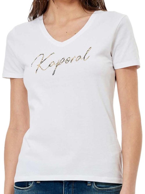 T-shirt Branco Feminino Kaporal 3W11 - Kiabi T-shirt Branco Feminino Kaporal 3W11 - Kiabi