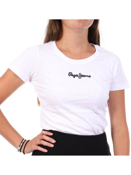 T-shirt branco feminino pepe jeans pl5000200 - Kiabi