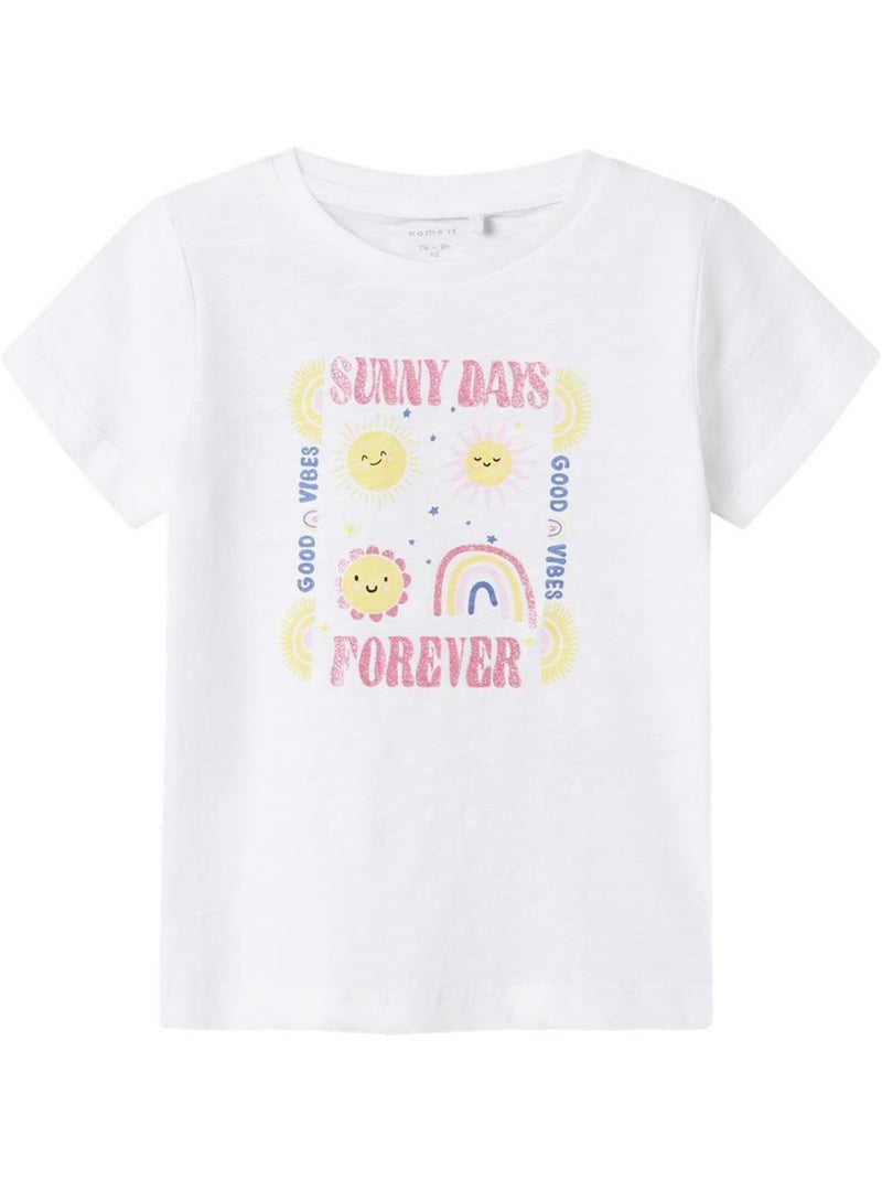 T-shirt Branco Menina Name It Jeanette Branco - Kiabi