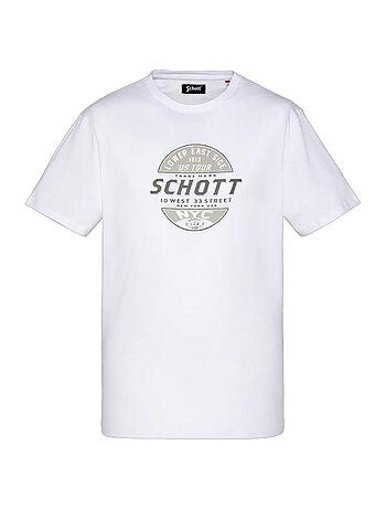 T-shirt Branco para Homem Schott TSUSTOUR
