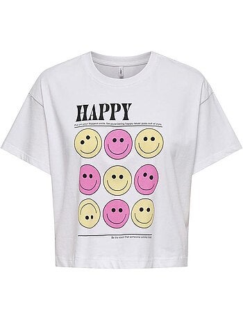 T-shirt branco para menina only annbel-smile
