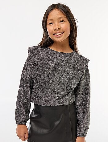 T-shirt brilhante de mangas compridas