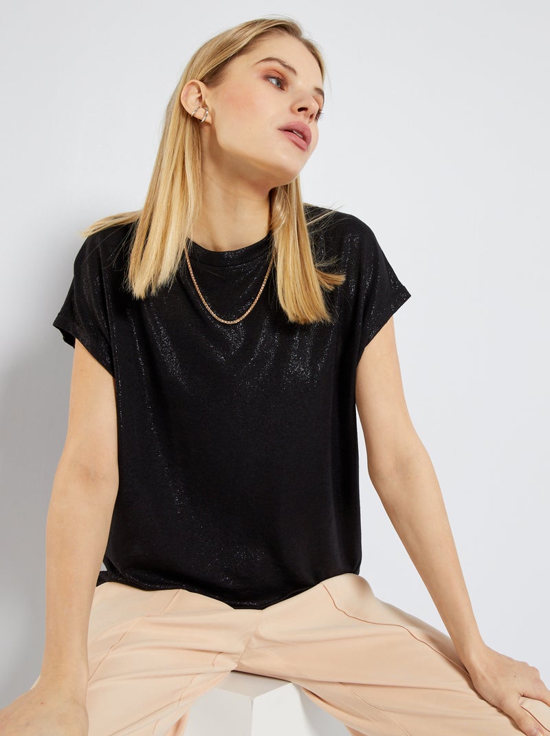 T-shirt brilhante Preto - Kiabi