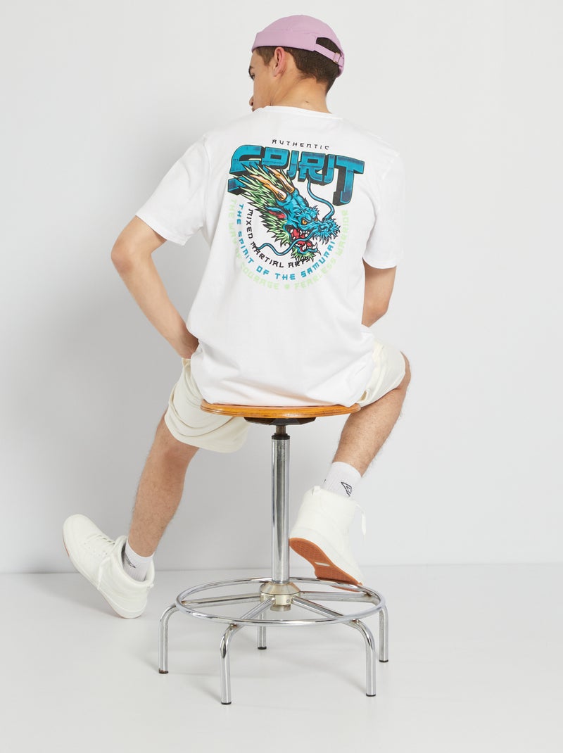 T-shirt cabeça de dragão Branco - Kiabi