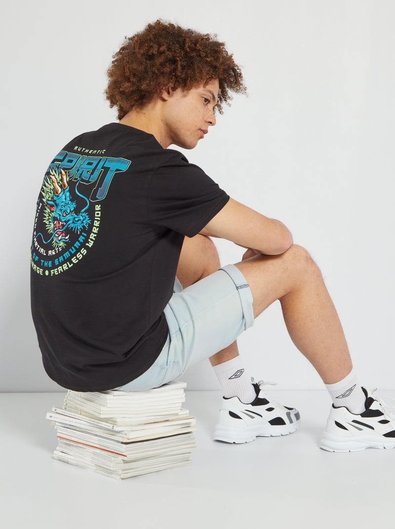 T-shirt cabeça de dragão Preto - Kiabi
