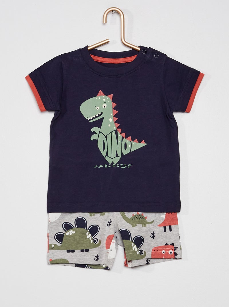 T-shirt + calções 'Dinossauros' BEGE - Kiabi