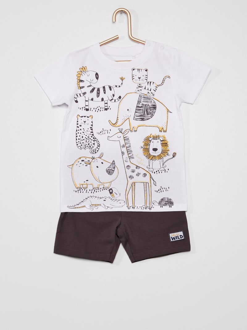 T-shirt + calções estampado 'animais' BEGE - Kiabi