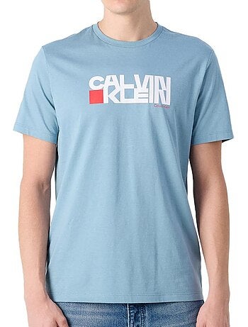 T-shirt calvin klein jeans para homem preto/vermelho lv04rd814g