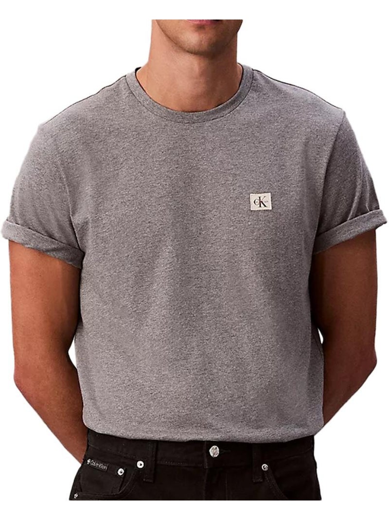 T-Shirt Calvin Klein Jeans Badge para Homem Cinzento Algodão Cinza-prateado - Kiabi