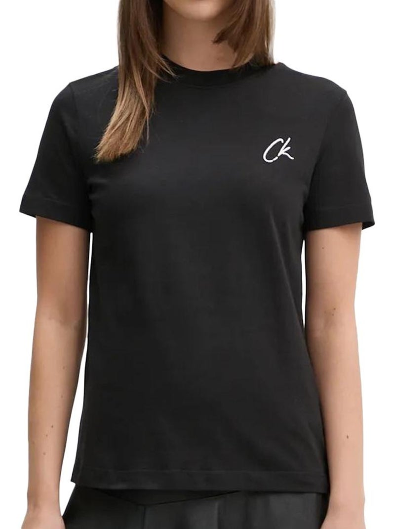 T-shirt Calvin Klein Jeans Bordado para Mulher Preto - Kiabi