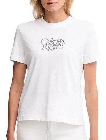 T-Shirt Calvin Klein Jeans Script Ajustada para Mulher