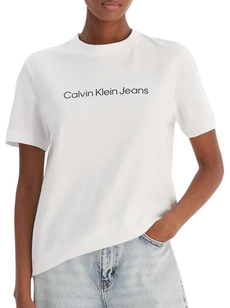 T-Shirt Calvin Klein Jeans Branco para Mulher LV047C912G Branco - Kiabi