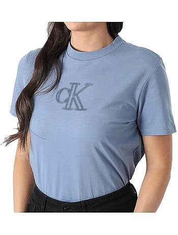 T-shirt clássica violeta calvin klein jeans para mulher