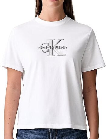T-shirt calvin klein jeans clássica de mulher branca
